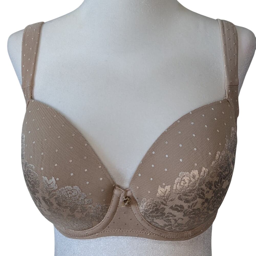 Soma Stunning Support Full Coverage Floral Lace Underwire Taupe Bra Size 32DD
